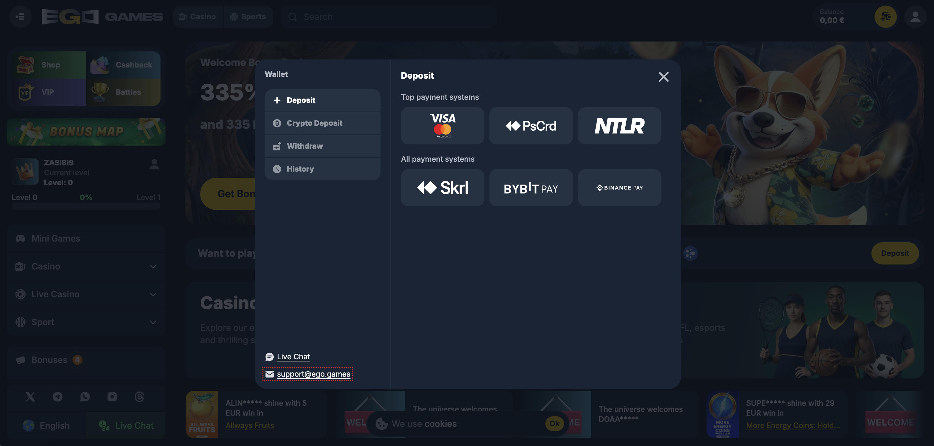 Secure banking, verification, or withdrawal concept for online casinos